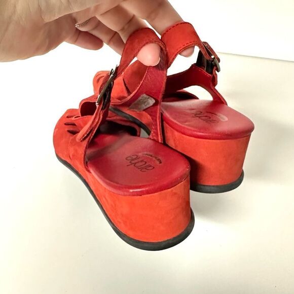 Arche Open Toe Slingback Wedge Red Sandals Size 40 - Picture 7 of 13
